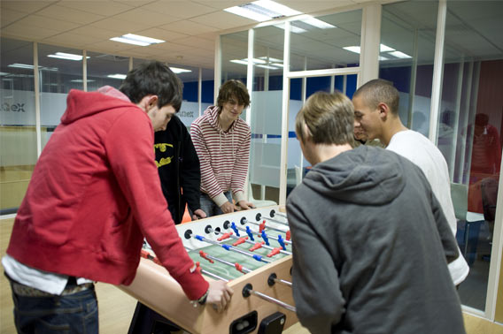 Enjoying a bit of table football!